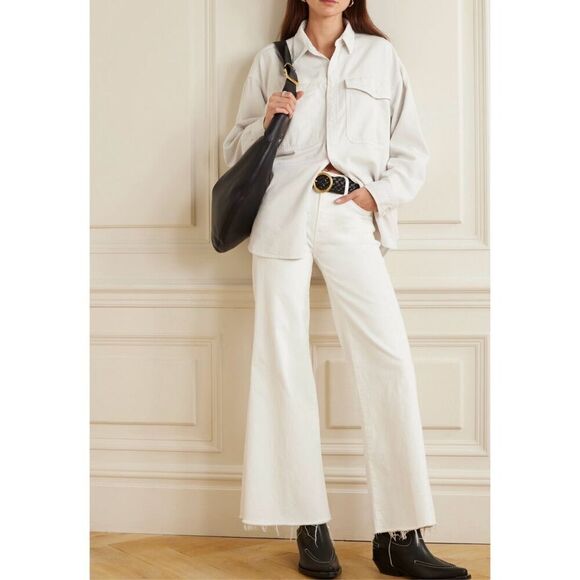 MOTHER The Roller Fray jeans in white denim Size 30